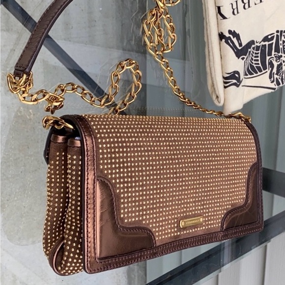 Burberry Brown Studded Crossbody Bag with Gold Hardware - Picture 3 of 10